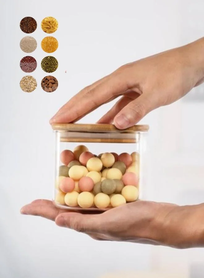 Casa Quesera  550ml Large Square Glass Storage Jars Set of 6 with Airtight Lids for Pasta, Flour, Noodles & Kitchen Essentials  | Best Price UAE